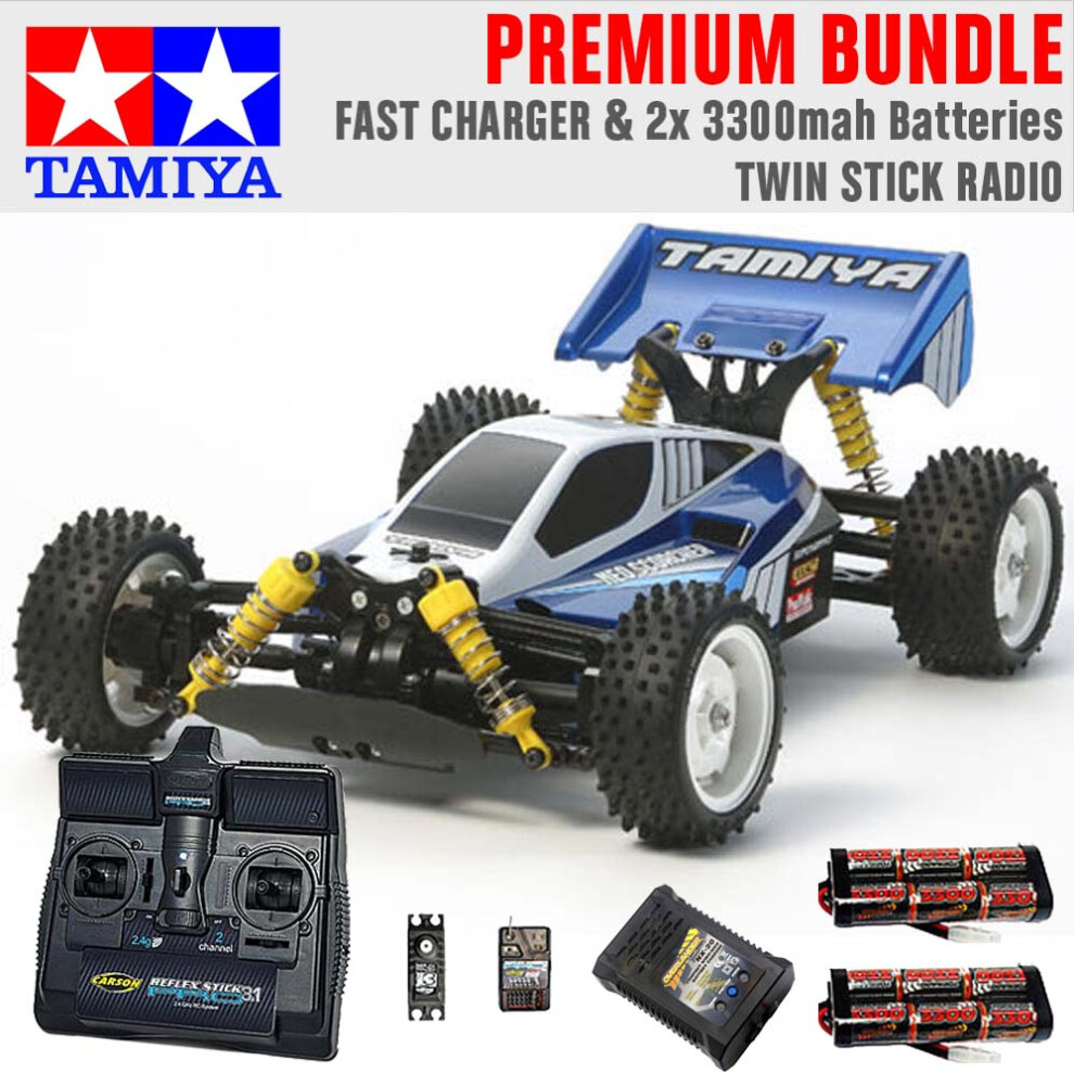 TAMIYA RC 58568 Neo Scorcher Buggy (TT-02b) 1:10 Premium Stick Radio Bundle