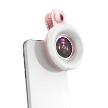 (Pink) 15x Macro Lens For Iphone Android With Mini Clip Ring Light Portable Rechargeable Dimming For Smart Phone Photography Camera Video Recording