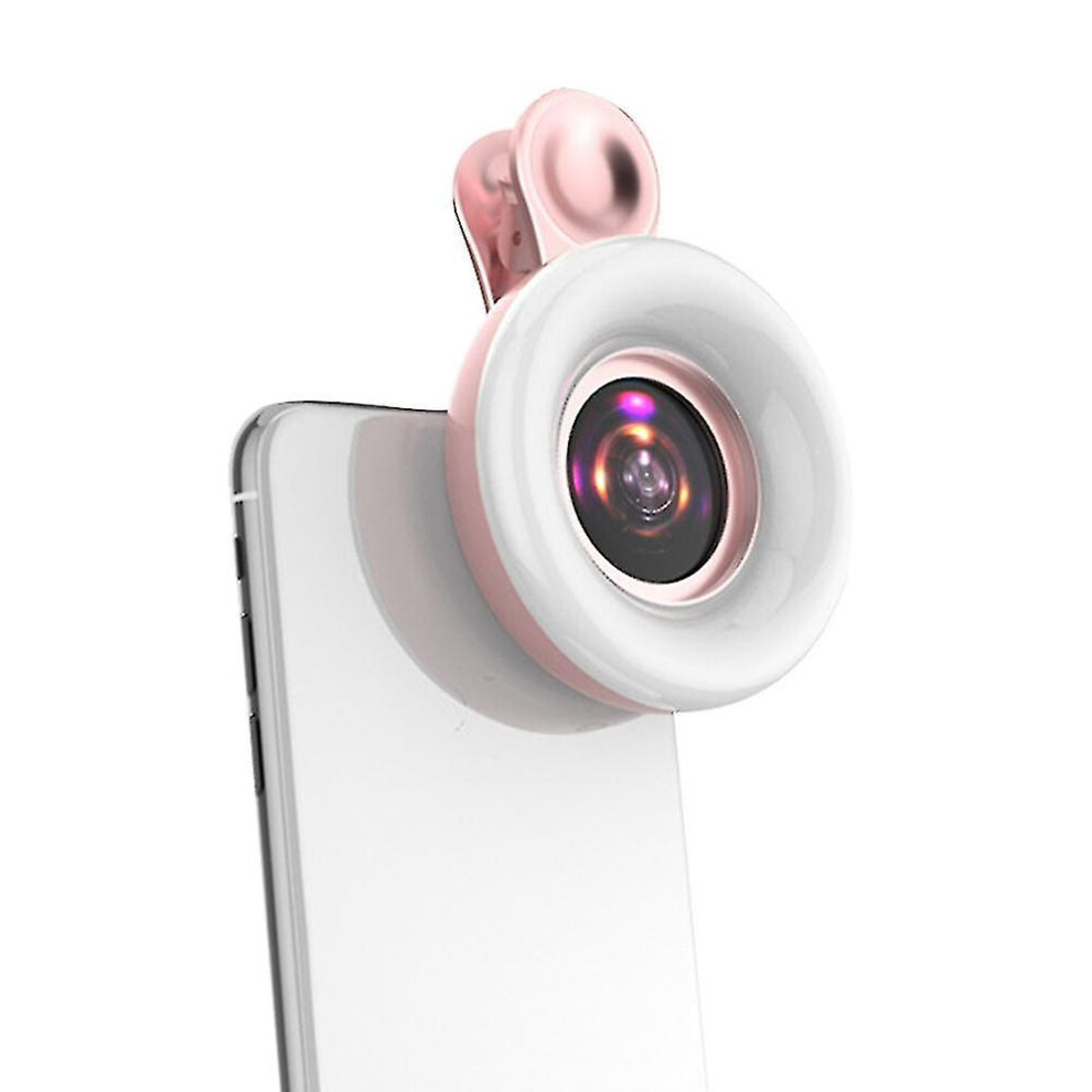() 15X Macro Lens For Iphone Android With Mini Clip Ring Portable Rechargeable Dimming For Smart Phone Photography Camera Video Recording Pink/Light 9152336779660