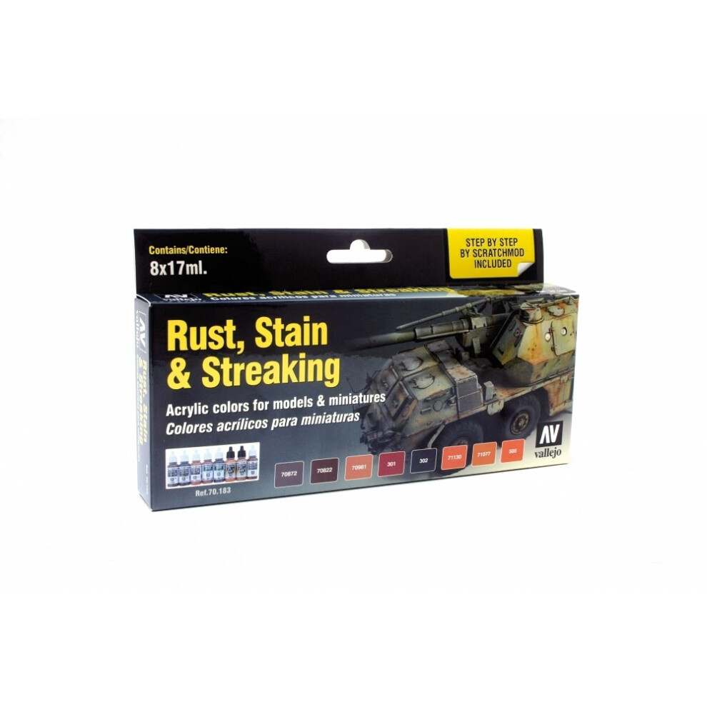 VAL70183 - AV Vallejo Model Color Set - Rust, Stains & Streaking (x8)