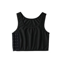(Black, XXL) Women Breathable Chest Breast Binder Side Buckle Short Vest Tops Chest Binder Underwear Tank Tops Wireless Chest Wrap Bandage