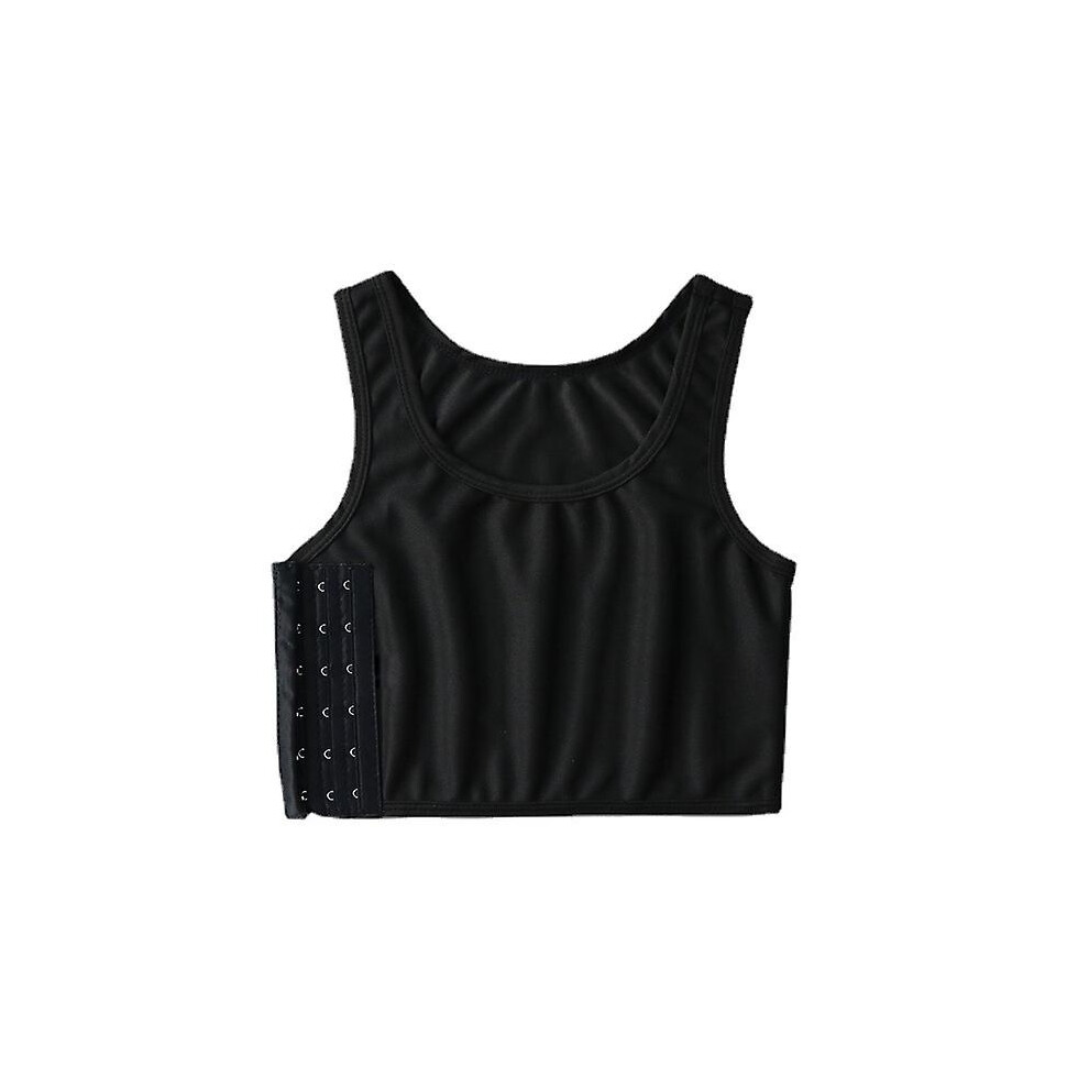 (Black, L) Women Breathable Chest Breast Binder Side Buckle Short Vest Tops Chest Binder Underwear Tank Tops Wireless Chest Wrap Bandage