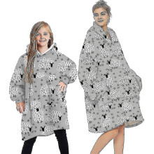 (Sheep - Grey, One Size) Blanket Hoodie Fluffy Fleece Hoodie Blanket For Women