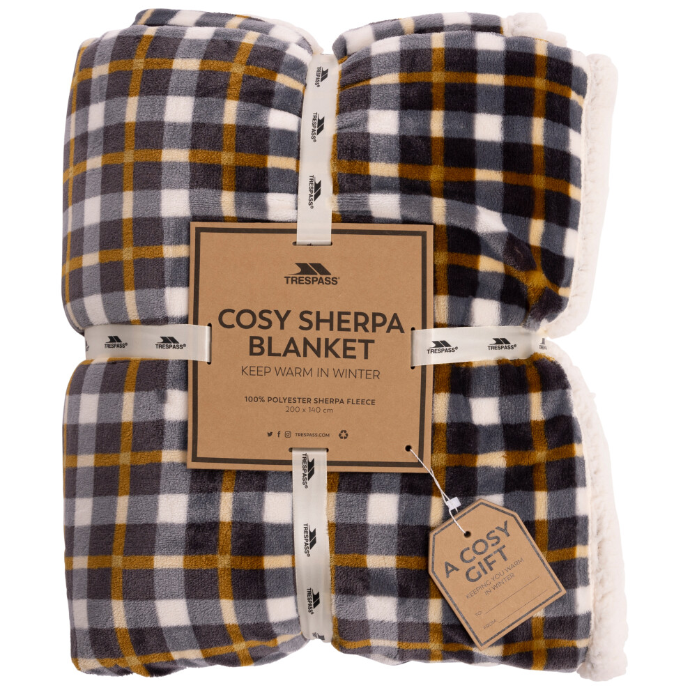 (Medium, Honeybee Check) Trespass Sherpa Fleece Blanket  200 x 140cm Vallon