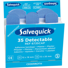 SALVEQUICK DETECTABLE PLASTERS REFILL PACK 6X35 BLUE