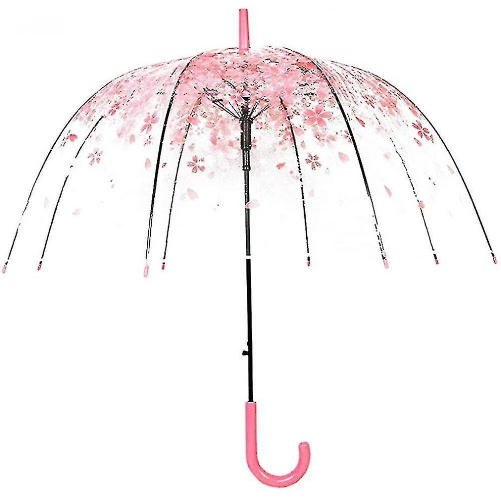Clear Canopy Bubble Umbrella Transparent Cherry Blossoms,windproof