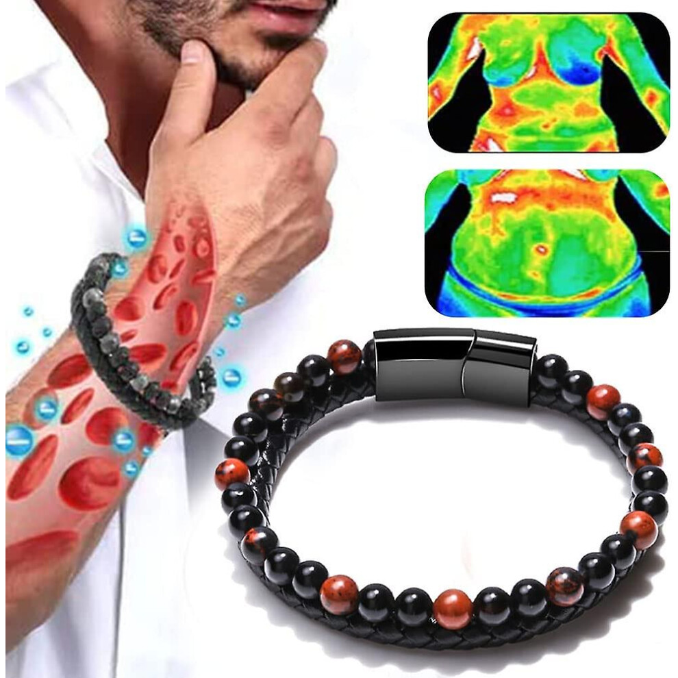 (Black Red, Diameter 19cm) Humanic pro Maxhematie Beaded Bracelets,humanic Maxhematie Beaded Bracelets,titaniumion Therapy Bangle, Humanic  Bangles Th-image-OPC-PDPNCC6-NEW