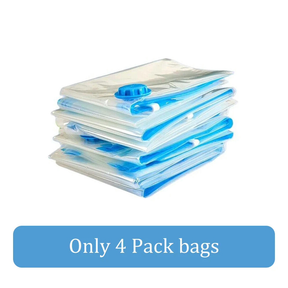 (60X80CM, 4XBags without pump) 4 Pack Vacuum Storage Bags More Space Save Compression Travel Seal Zipper for Clothes Pillows Bedding Closet Home Organ