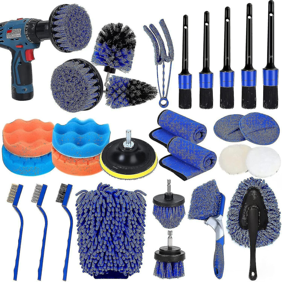 30Pcs Car Detailing Brush Set, Car Detailing Brushes Kit, Auto Detailing Drill Brush Set, Car Buffing Sponge Pads Kit,Car Cleaning Tools Kit,Car Acces 9363541097771