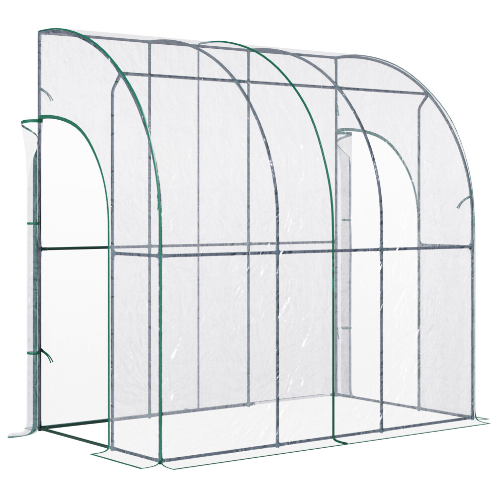 Walk-In Lean To Wall Tunnel PVC Greenhouse With Doors