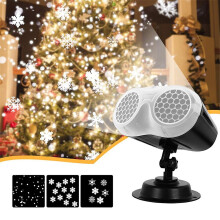 Snowflake LED Christmas Light Projection Laser - 2 Heads, Remote Control, Timer, IP65 Waterproof Outdoor Snowfall Projector