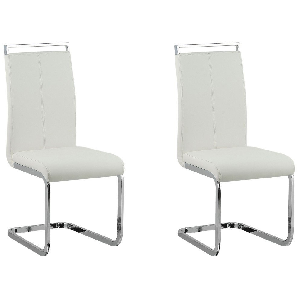 Set of 2 Dining Chairs GREEDIN Faux Leather White