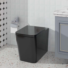 Matt Black Back to Wall BTW Toilet Square WC Pan & Soft Close Seat
