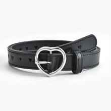 (90cm, Black) Children Belt Kids Cute Peach Heart Buckle Faux Leather Belts For Girls