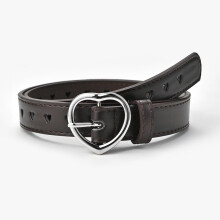 (90cm, Coffee) Children Belt Kids Cute Peach Heart Buckle Faux Leather Belts For Girls