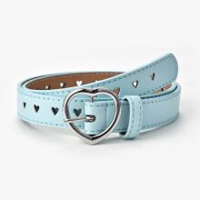 (90cm, Sky Blue) Children Belt Kids Cute Peach Heart Buckle Faux Leather Belts For Girls
