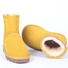 (4, Yellow) Classic Australia Women Snow Boots 100% Genuine Cowhide Leather Ankle