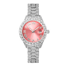 (3035Pink-Silver) MISSFOX Pink Women Watch Luxury Small Face Elegant Quartz Watches For Ladies Icy Look Party Jewelry Mini Babe So Cute Arm Clock Watches