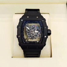 (Black) Richard 3-pin transparent bottoming full function men's watch top brand luxury watch men's quartz automatic calendar couple 2023 Watches