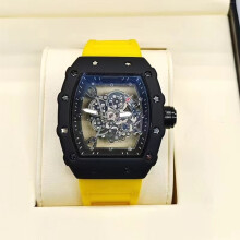 (Yellow) Richard 3-pin transparent bottoming full function men's watch top brand luxury watch men's quartz automatic calendar couple 2023 Watches