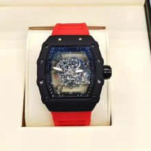 (Red) Richard 3-pin transparent bottoming full function men's watch top brand luxury watch men's quartz automatic calendar couple 2023 Watches
