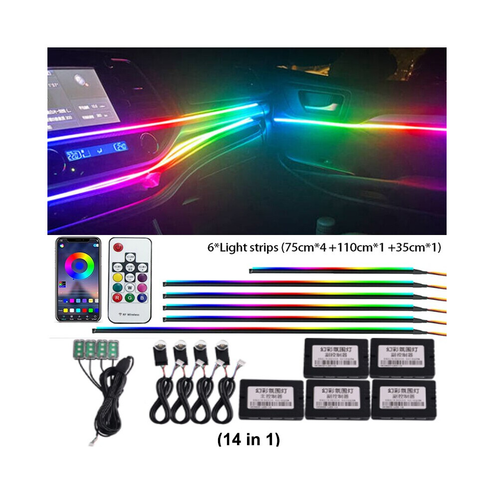 (Symphony 14 In 1) 18 In 1 22 In 1 Streamer Symphony Car Ambient Ing Interior 213 64 Color Rgb Led Rainbow Dashboard Acrylic Strip Kit Light 8210516624993