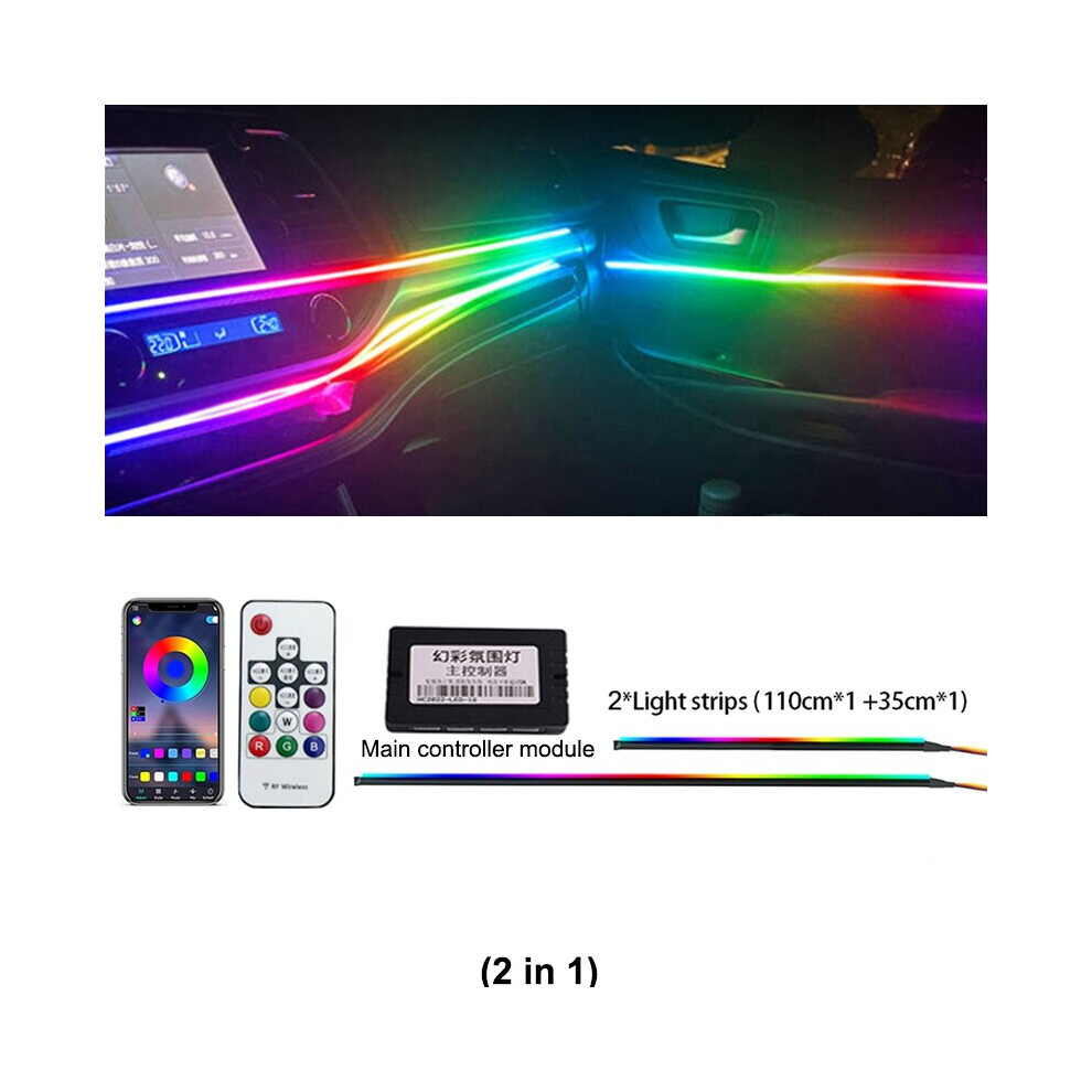 (symphony 2 in 1) 18  in 1 22 in 1 Streamer Symphony Car Ambient Lighting Interior 213 64 Color Rgb Led Light Rainbow Dashboard Acrylic Strip Kit