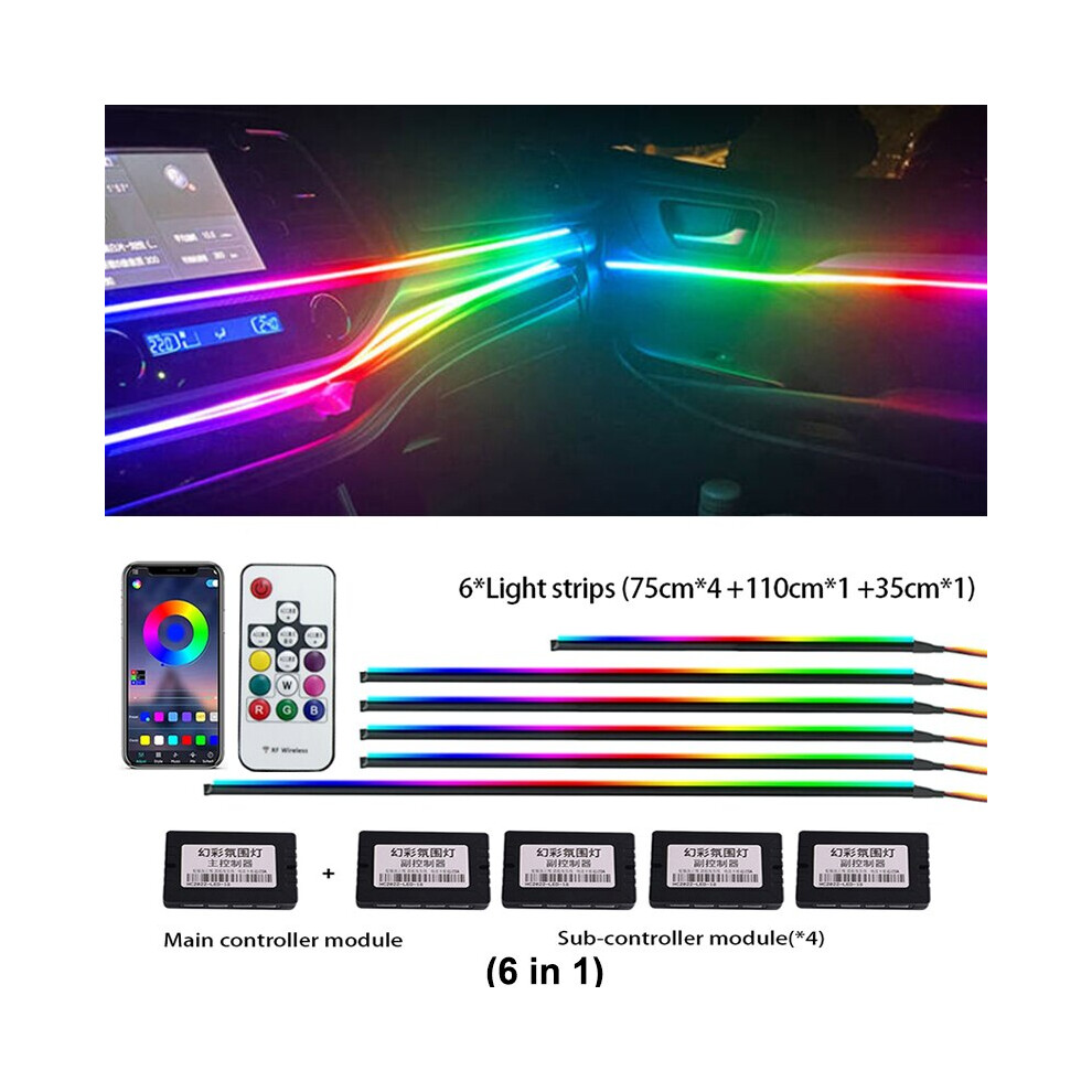(Symphony 6 In 1) 18 In 1 22 In 1 Streamer Symphony Car Ambient Ing Interior 213 64 Color Rgb Led Rainbow Dashboard Acrylic Strip Kit Light 8210516624962
