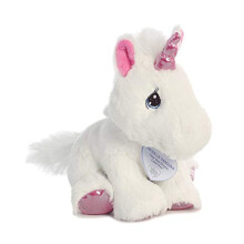 Aurora Inspirierendes Precious Moments Glitzer-Einhorn-Kuscheltier Wertvolle Erinnerungen Dauerhafter Trost Weiί, 21,6 cm