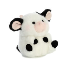 Aurora Round Rolly Pet Daisy Cow Stofftier – bezaubernde Begleiter – Spaß für unterwegs – Weiß 5 Zoll