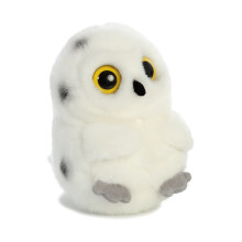 Aurora Round Rolly Pet Hoot Owl Stofftier – bezaubernde Begleiter – Spaß für unterwegs – Weiß 5 Zoll
