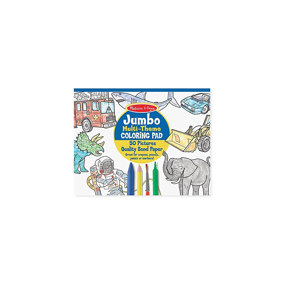 Melissa & Doug Jumbo 50-Page Kids Coloring Pad - Space, Sharks, Sports, and More