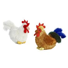 Aurora Mini Flopsie Bundles Bündel mit 2 6 Floppy Beanbag-Kuscheltieren mit Huhn und Hahn – New Chicken & Cocky Rooster, mehrfarbig