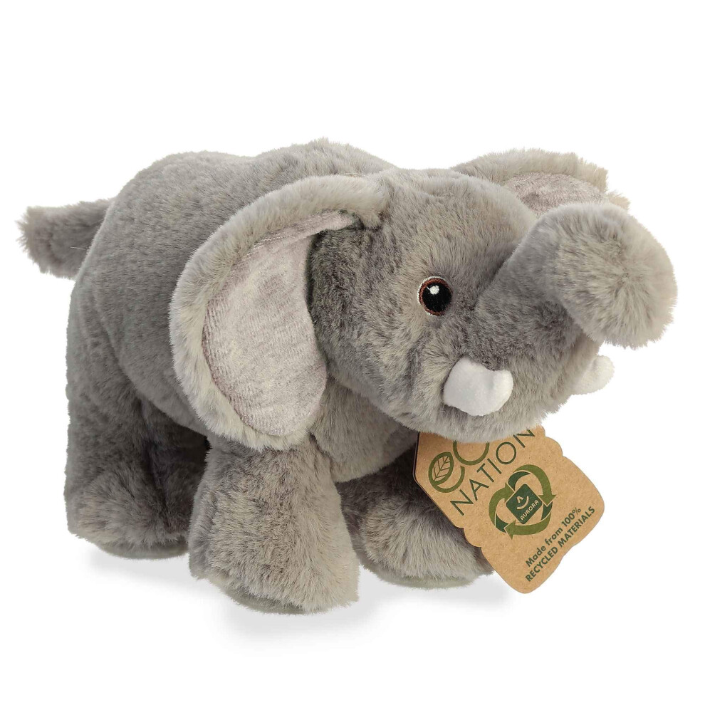 Aurora? Eco-Friendly Eco Nation? Elephant Stuffed Animal - Environmental Consciousness - Recycled Materials - Gray 10.5 Inches