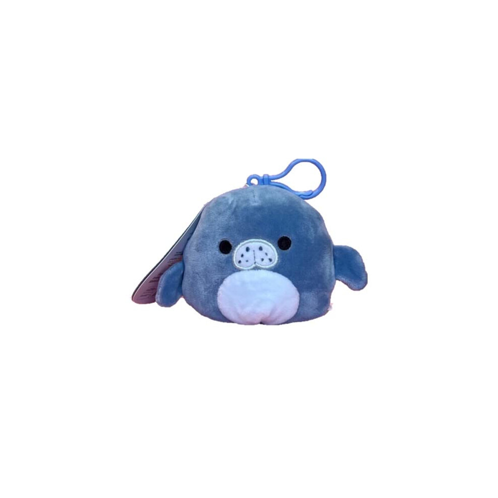 Squishmallow Official Kellytoy 3.5 Inch Clip On Bag Keychain Backpack Clips Squishy Soft Plush Toy Animal (Maeve The Manatee)