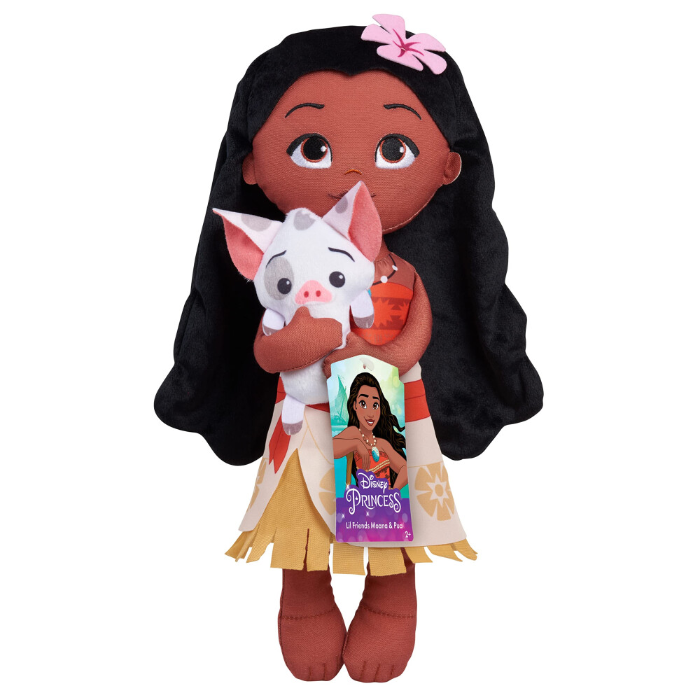 Disney Princess Lil' Friends Plushie Moana & Pua 14-inch Plushie Doll, Officially Licensed Kids Toys for Ages 3 Up by Just Play