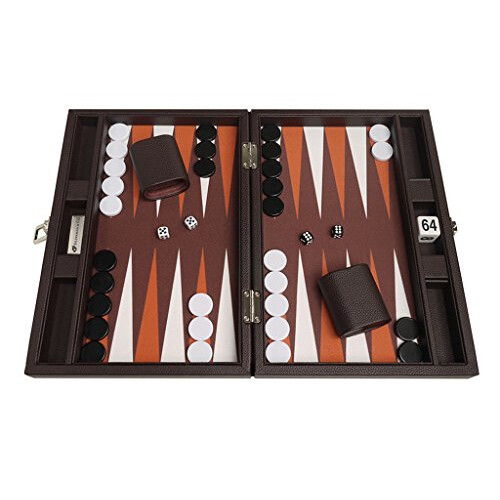 13-tums Premium Backgammon Set - Resestorlek - Mörkbrun Bräda 2