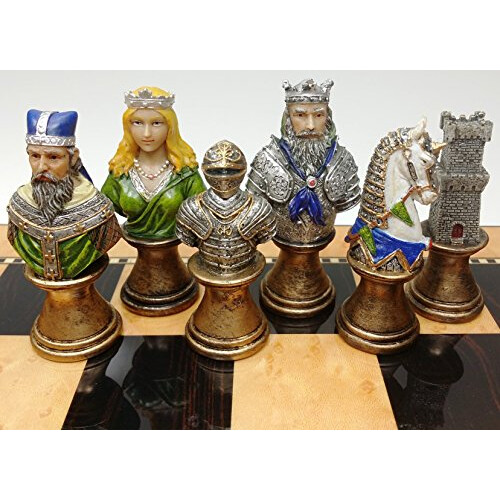 Jeu d'échecs Médiéval Crusades Bustes Rouges et Verts - Ensemble de 32 Pièces 1
