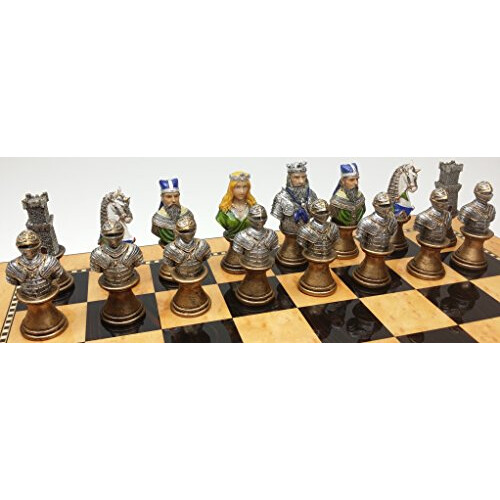 Jeu d'échecs Médiéval Crusades Bustes Rouges et Verts - Ensemble de 32 Pièces 2