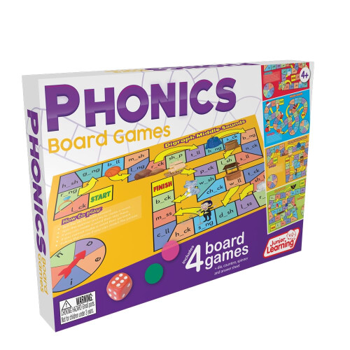 Junior Learning Phonics Board Games Set, 6 Counters, 4-5 ετών, Γλωσσικές Δεξιότητες, Προνηπιαγωγείο-Κ