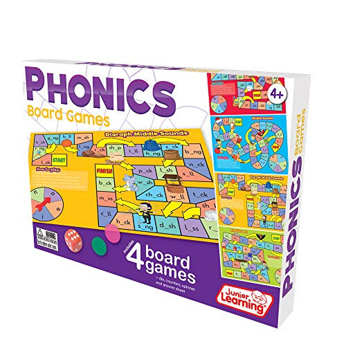 Junior Learning Phonics Board Games Set, 6 Counters, 4-5 ετών, Γλωσσικές Δεξιότητες, Προνηπιαγωγείο-Κ 2