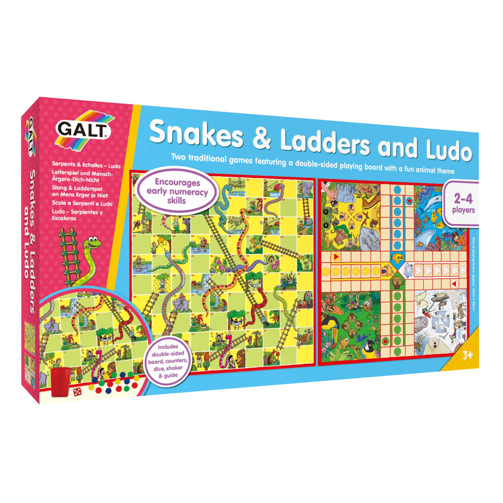 galt Toys, Snakes & Ladders and Ludo, classic Family Board game, Ages 3 Years Plus, 2-4 Players