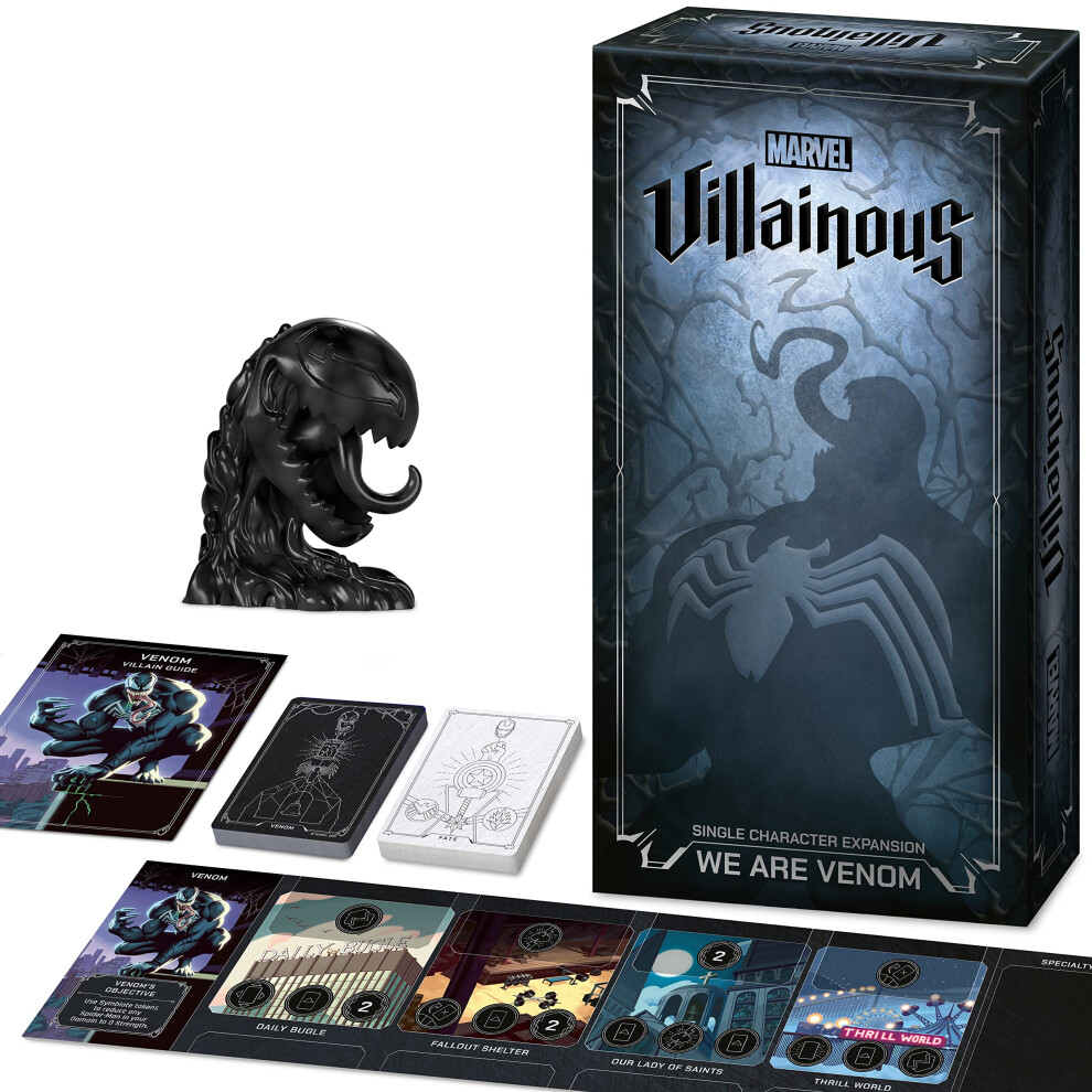 Marvel Villainous - We Are Venom - Espansione Del Gioco Da Tavolo Strategico A Personaggio Singolo - Gioca Nei Panni Di Venom, L'iconico Simbiote E Sconfiggi Spider-Man, Gatto Nero E Altri Eroi - Età-image