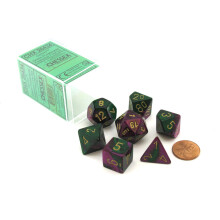 Chessex Polyhedral 7-Die Gemini Dice Set - Green & Purple with Gold CHX-26434