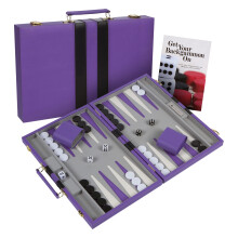 Get The Games Out Top Backgammon Set - Small Travel Size Classic Board Game Case - Best Strategy & Tip Guide (Purple Small)