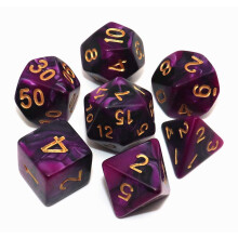 CREEBUY 7 sztuk zestaw kości DND czarny fioletowy RPG kości wielościenne RPG dla Dungeon and Dragons MTG D&D D20 D12 D10 D8 D6 D4
