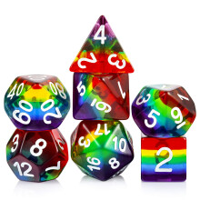 Rainbow DND Ternings?t DNDND Transparent Rainbow Polyhedral Die med gratis organza taske til D&D Dungeons and Dragons RPG Rollespil Bordspil
