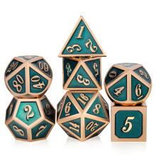 Teal D&D Metall Dice Set, DNDND 7 PCS Metalliska Tärningar med Metallbox för D&D Rollspel