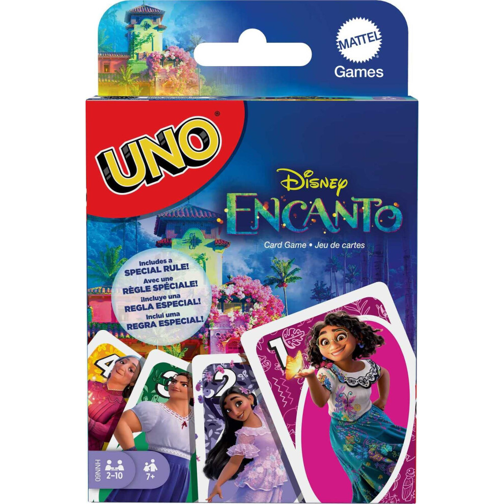 Mattel Games UNO Disney Encanto Card Game for 2 to 10 Players, Game Night, Travel Games and Collectors