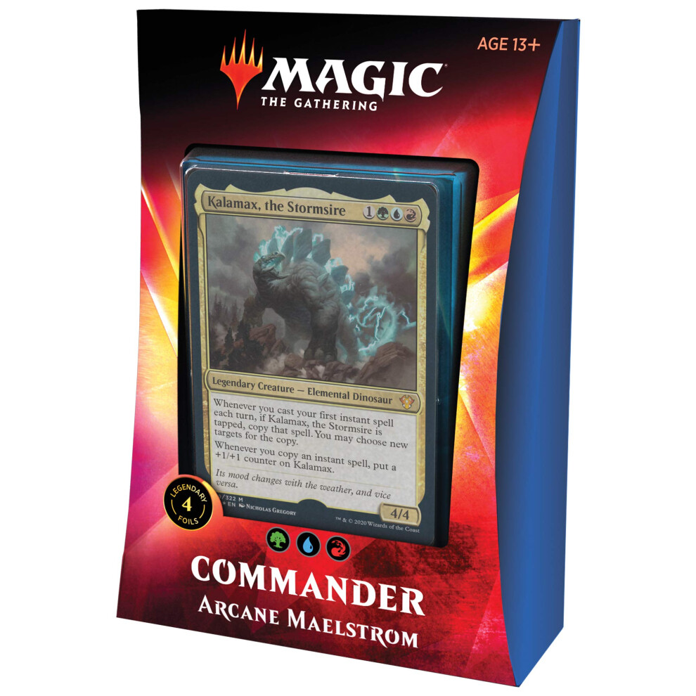 Magic: The Gathering Arcane Maelstrom Ikoria Commander Deck | 100 Card Deck | 4 Foil Legendary Creatures